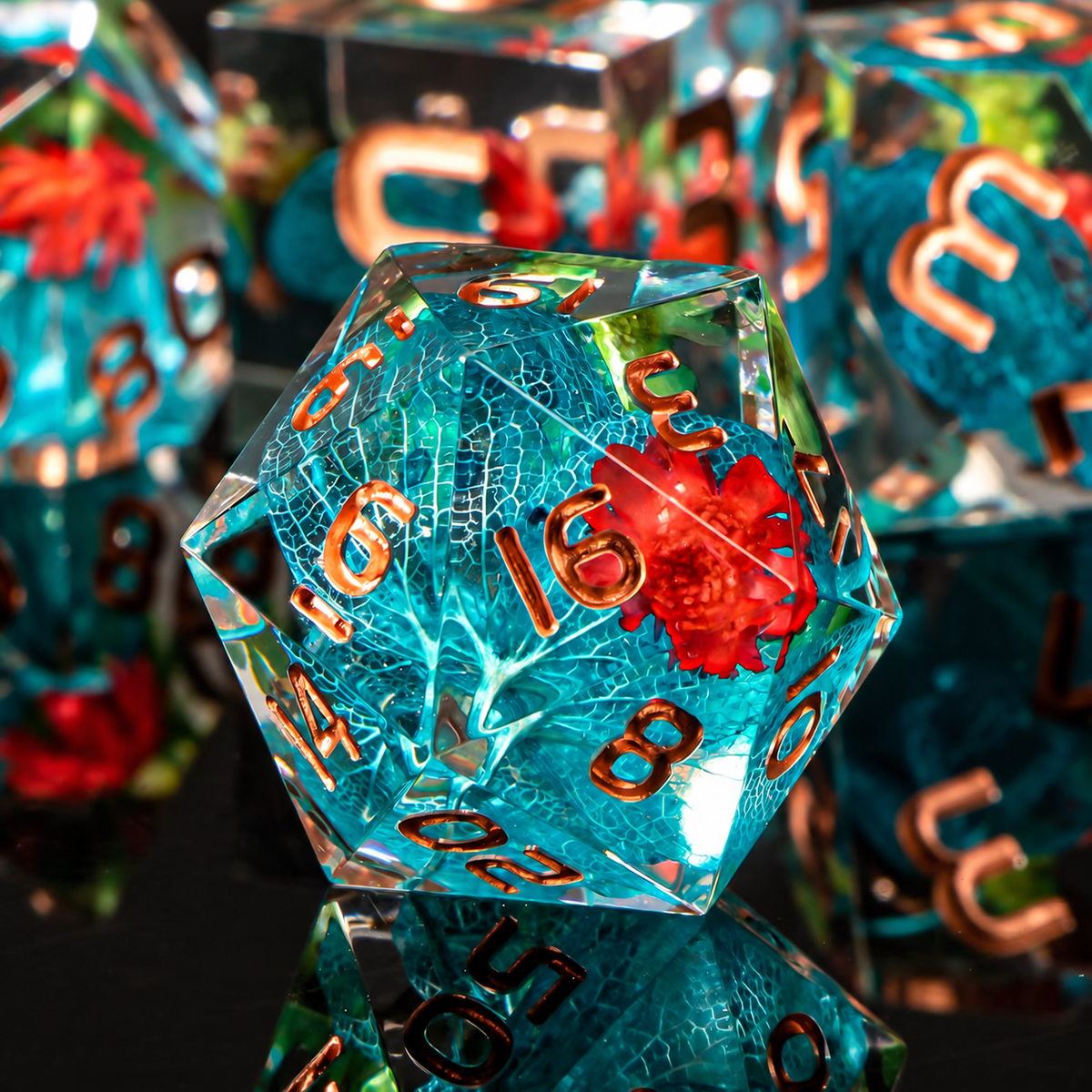 Ocean Crab Inclusion Resin Dice Set photo 3