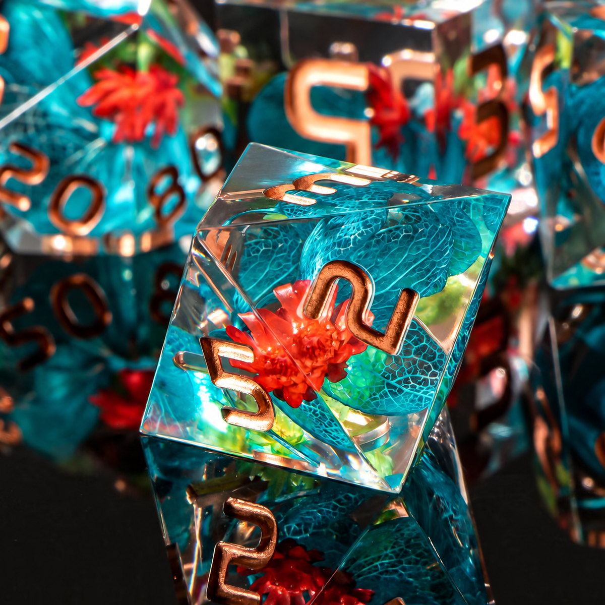 Ocean Crab Inclusion Resin Dice Set photo 4