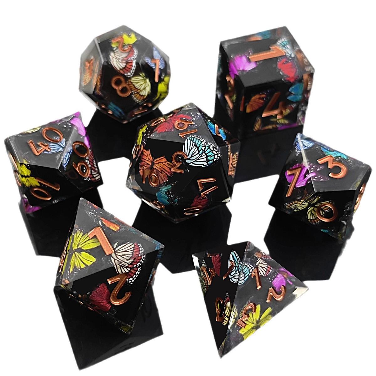 Hand-Painted Botanical Resin Dice Set detail 5