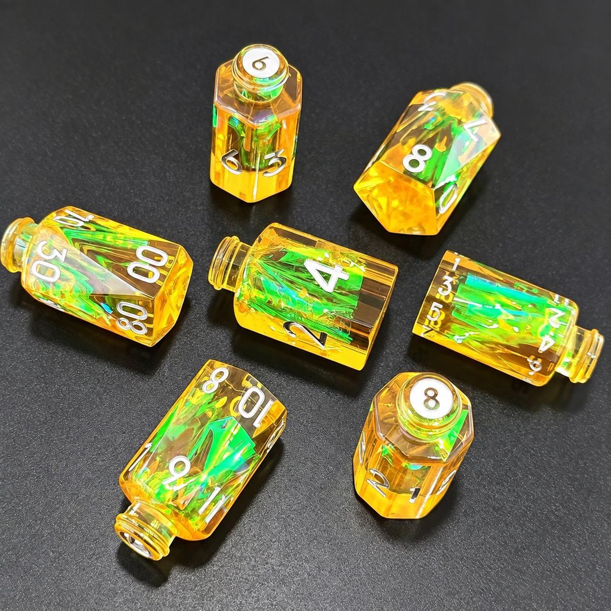 Neon Potion Bottle Resin Dice Set detail 5