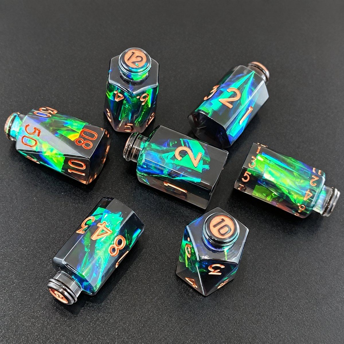 Neon Potion Bottle Resin Dice Set detail 6