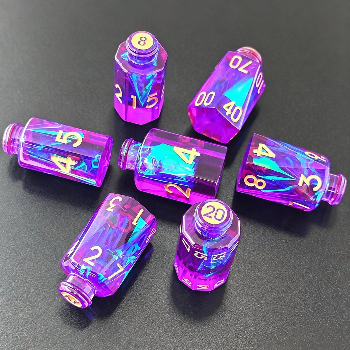 Neon Potion Bottle Resin Dice Set detail 7