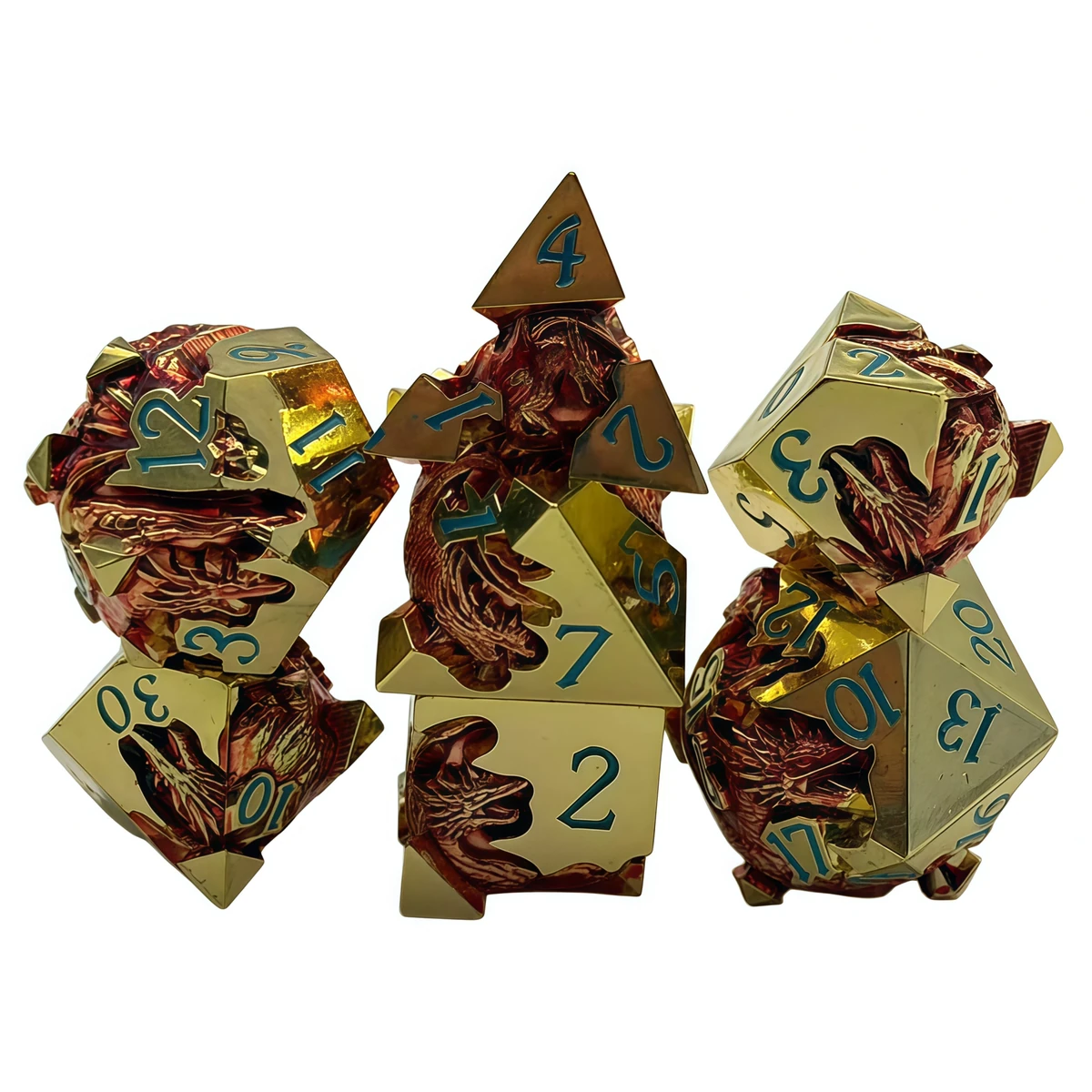Sculpted Dragon Zinc Alloy Metal Dice Set